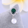 Fashion design AAA cz & pearl 925 silver rhodium plated brooch